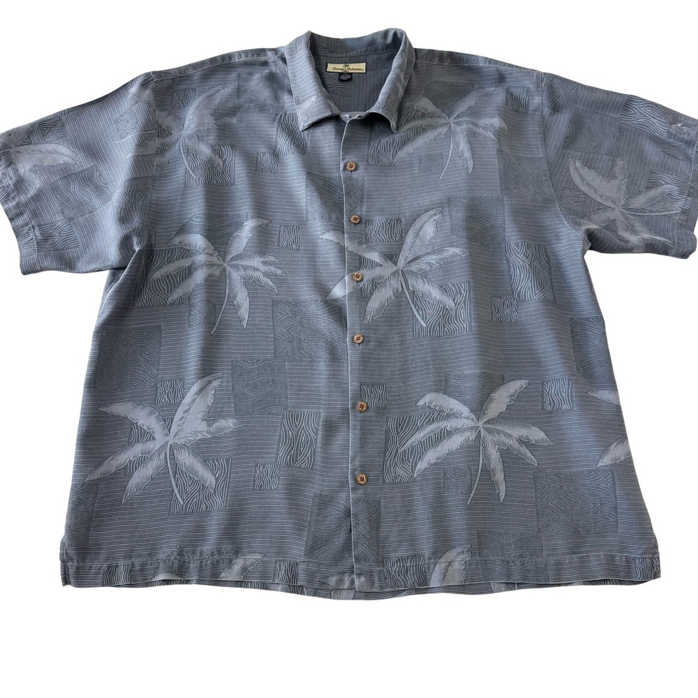Tommy Bahama Blue Palm Print Casual Button Down Shirt